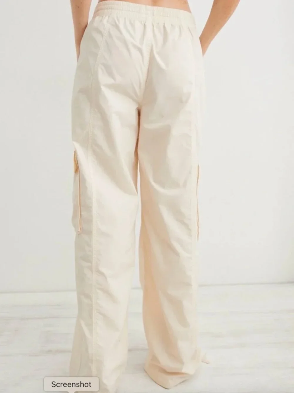 Aerie XL Oversized Womens Ivory Drawstring High Waisted Go For It Baggy Pull On - Picture 3 of 8